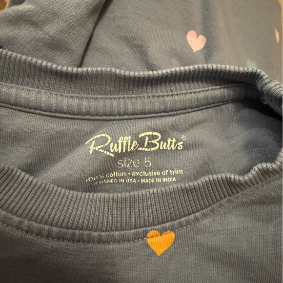 Ruffle Butts Girls Blue Heart Ruffle Sweatshirt size 5 - Picture 5 of 5